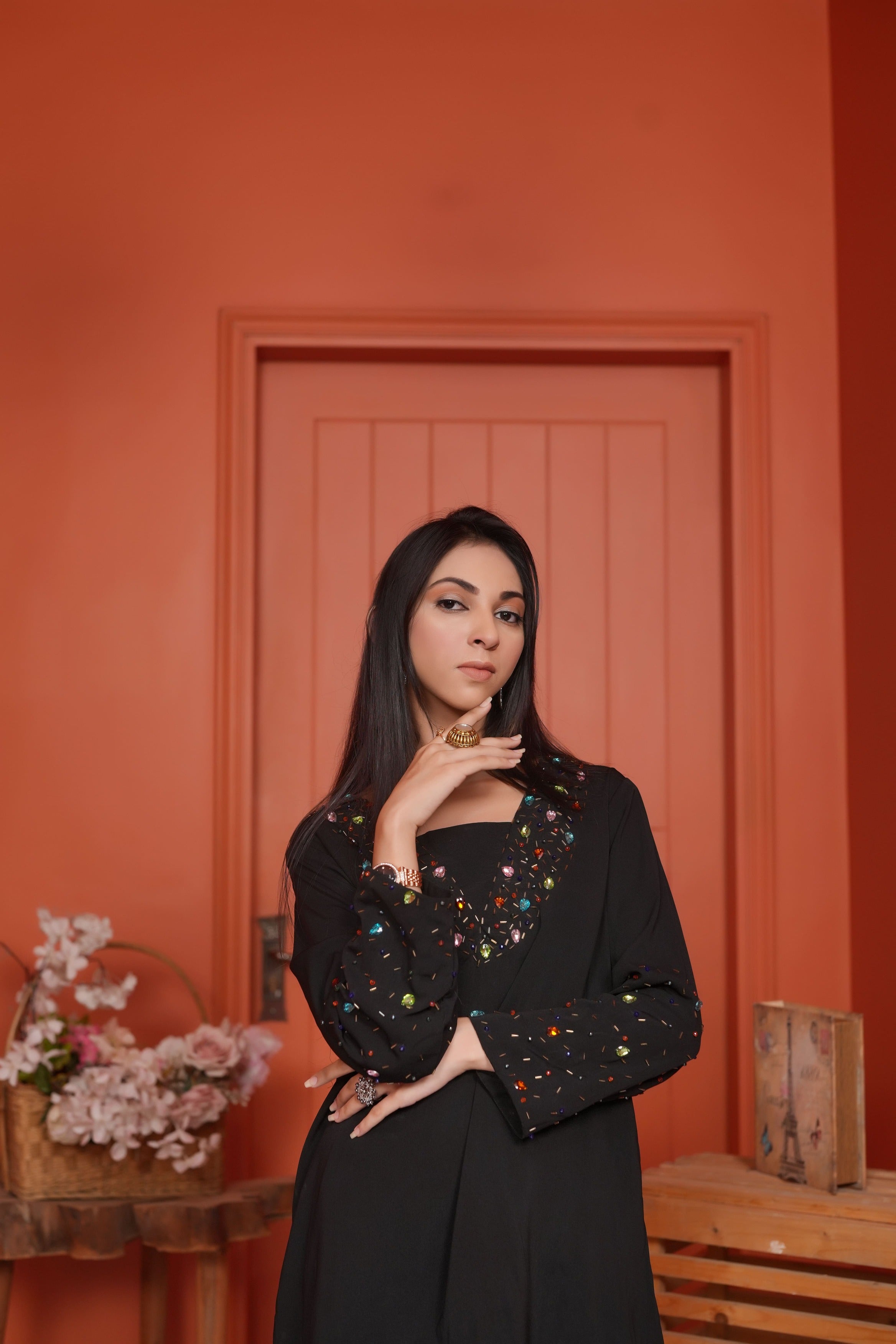 Noir – Elegant Black Embellished Formal Ensemble