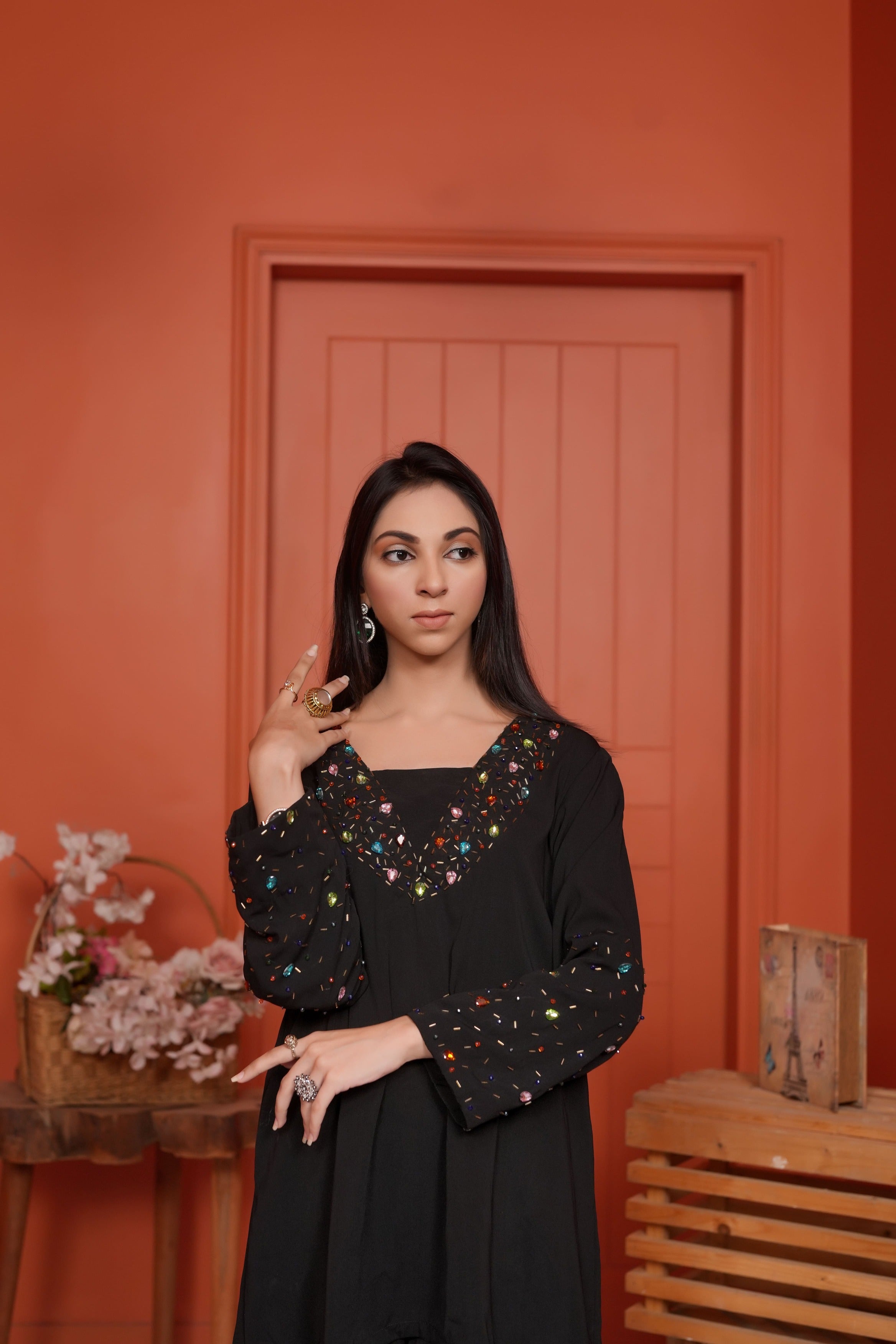 Noir – Elegant Black Embellished Formal Ensemble