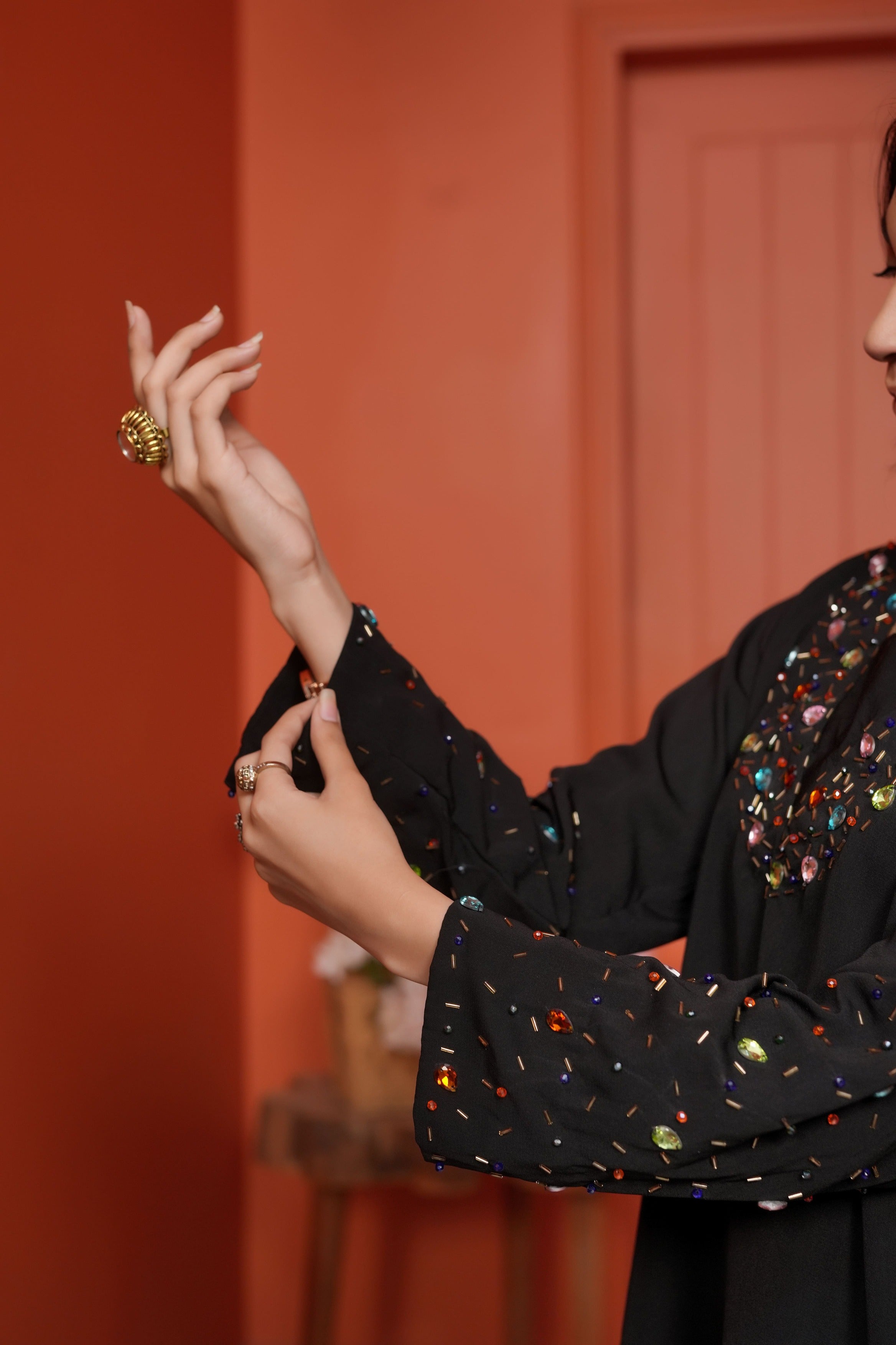 Noir – Elegant Black Embellished Formal Ensemble