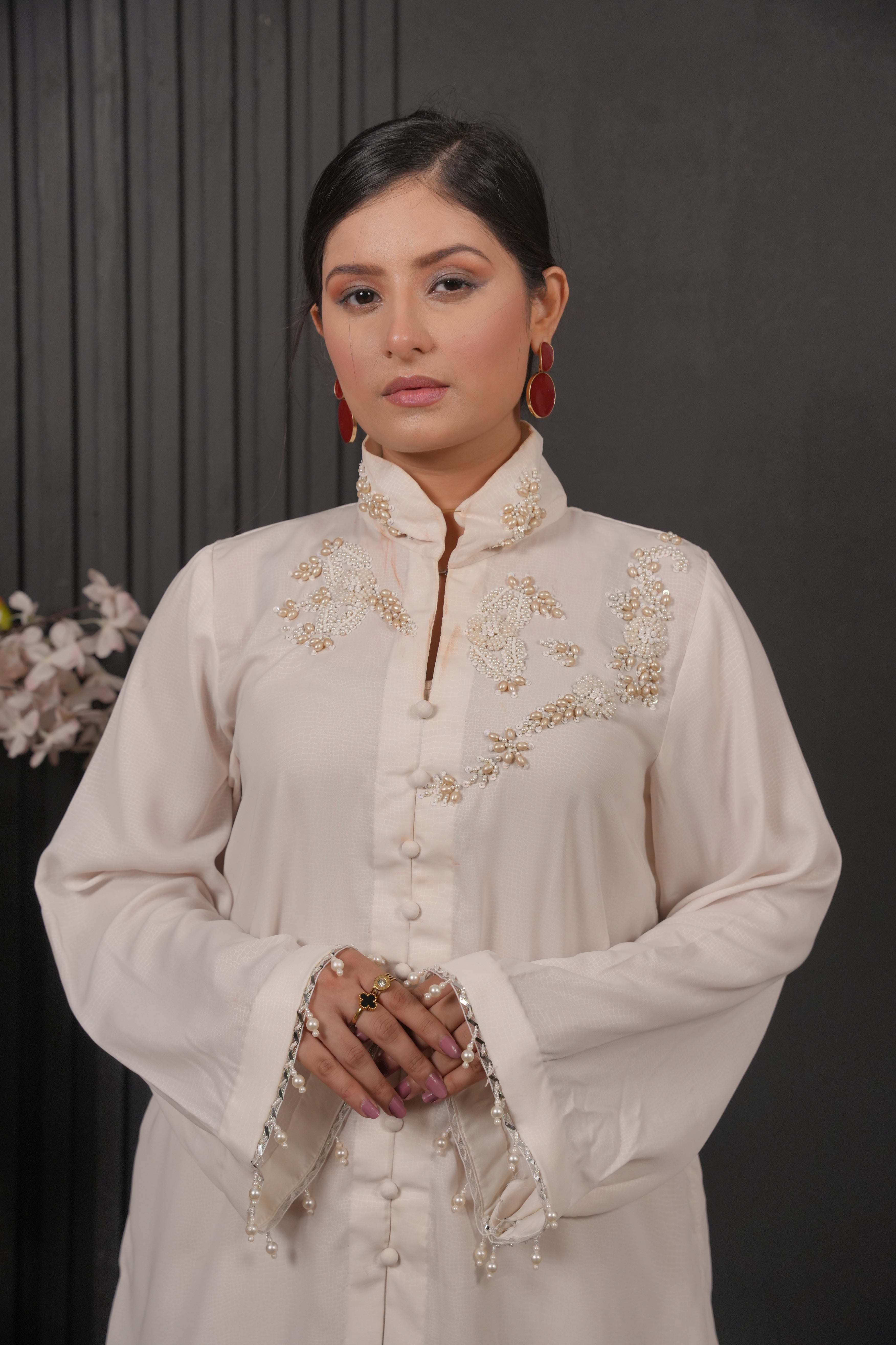 Opaline – Ivory Embellished Formal Ensemble with Dainty Beadwork