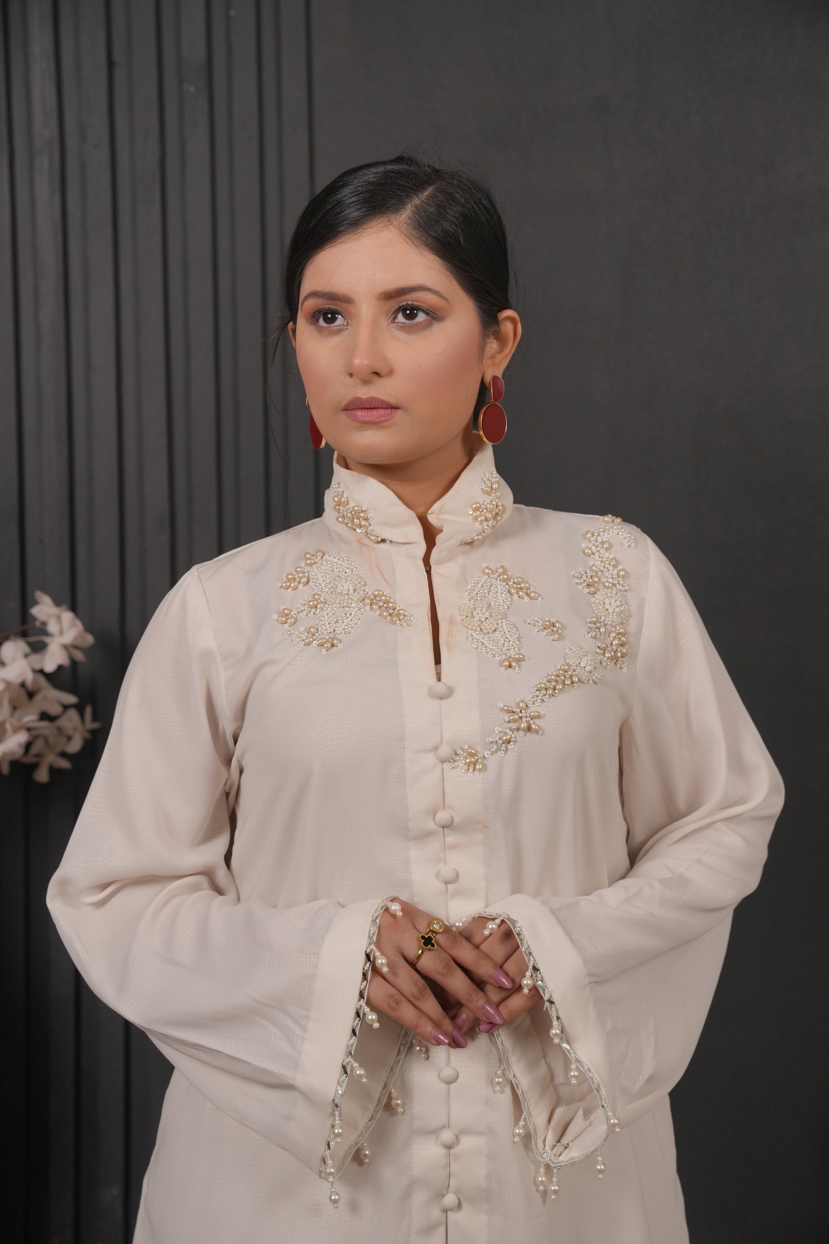 Opaline – Ivory Embellished Formal Ensemble with Dainty Beadwork
